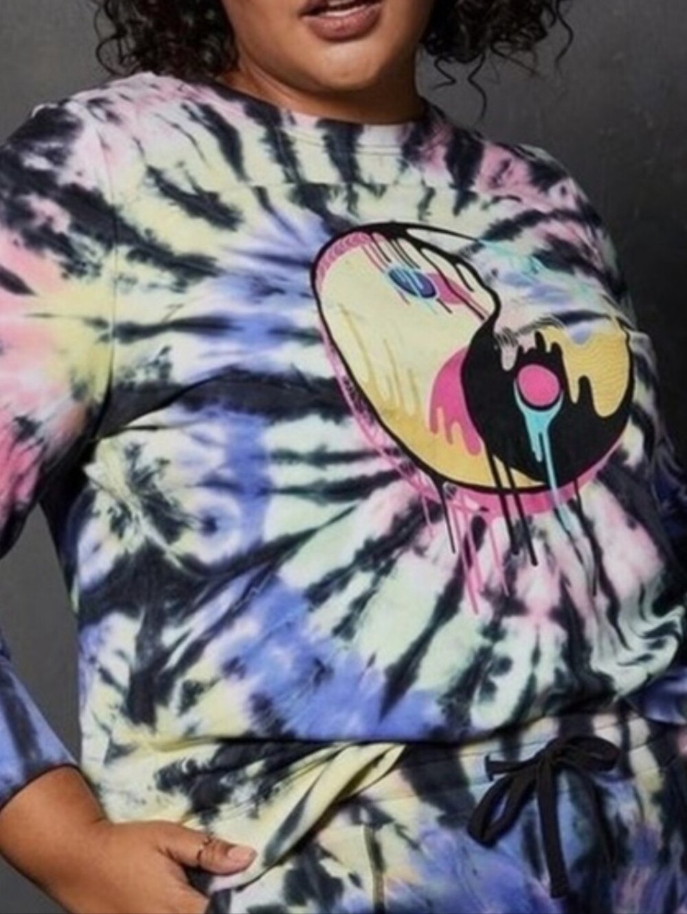 Torrid Tie-Dye Yin Yang Graphic Long Sleeve Top - Multicolor NWT